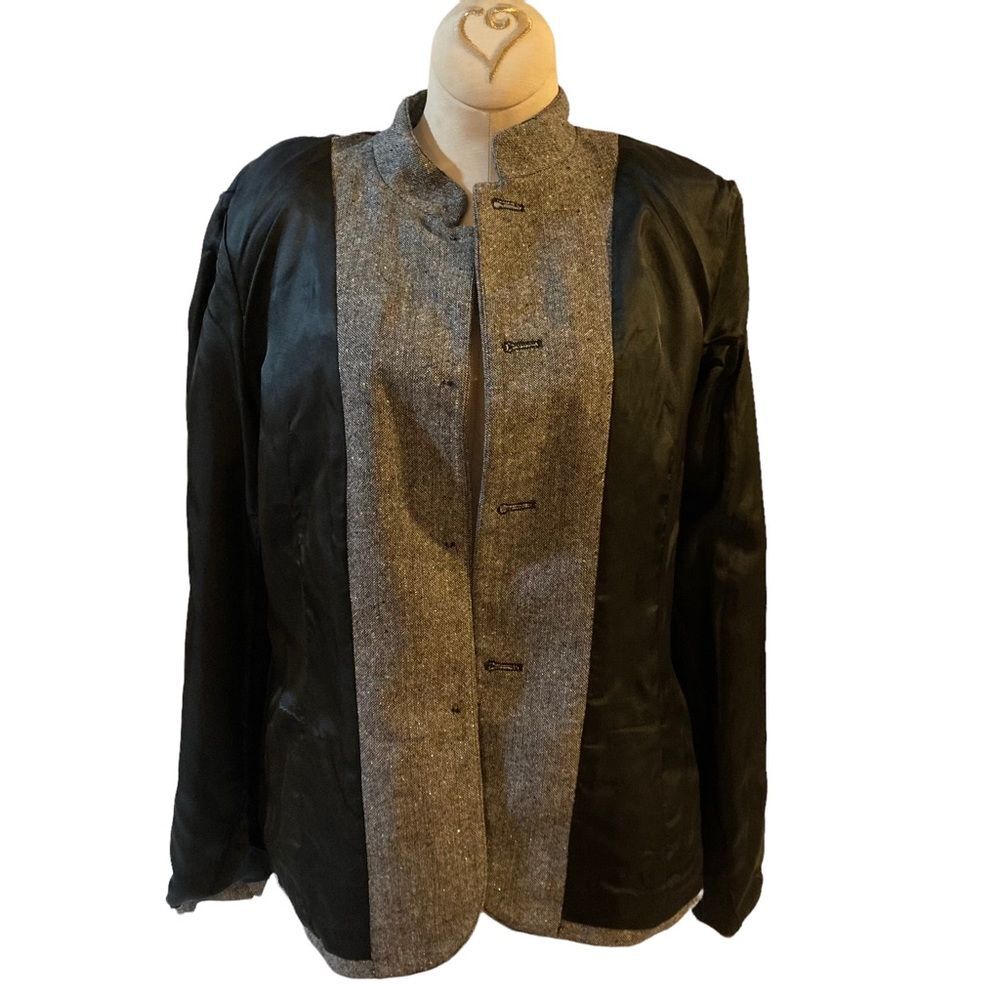 Style & Co blazer coat tweed wool blend metallic threads lined women’s size 12 - Picture 13 of 14